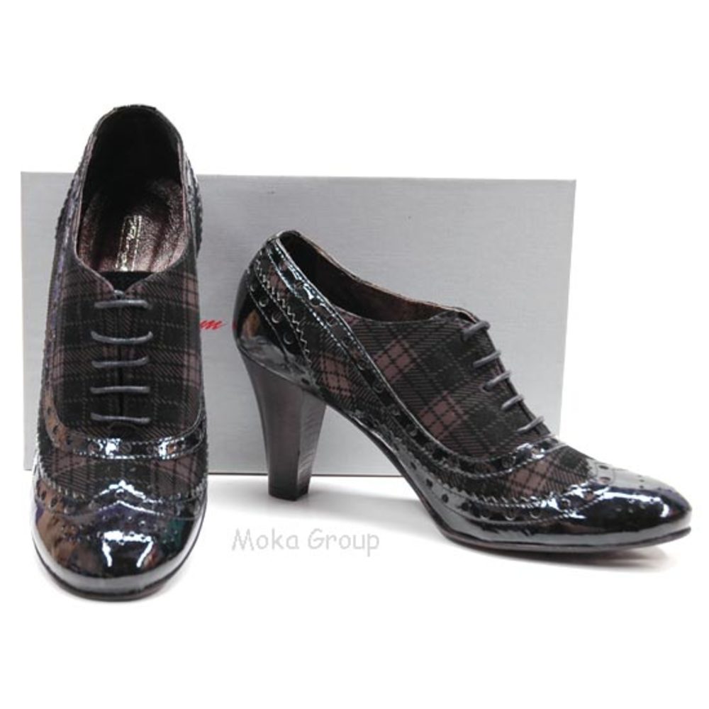 Progetto Glam Wingtip Retro Heels Lace Up Pumps 37 New